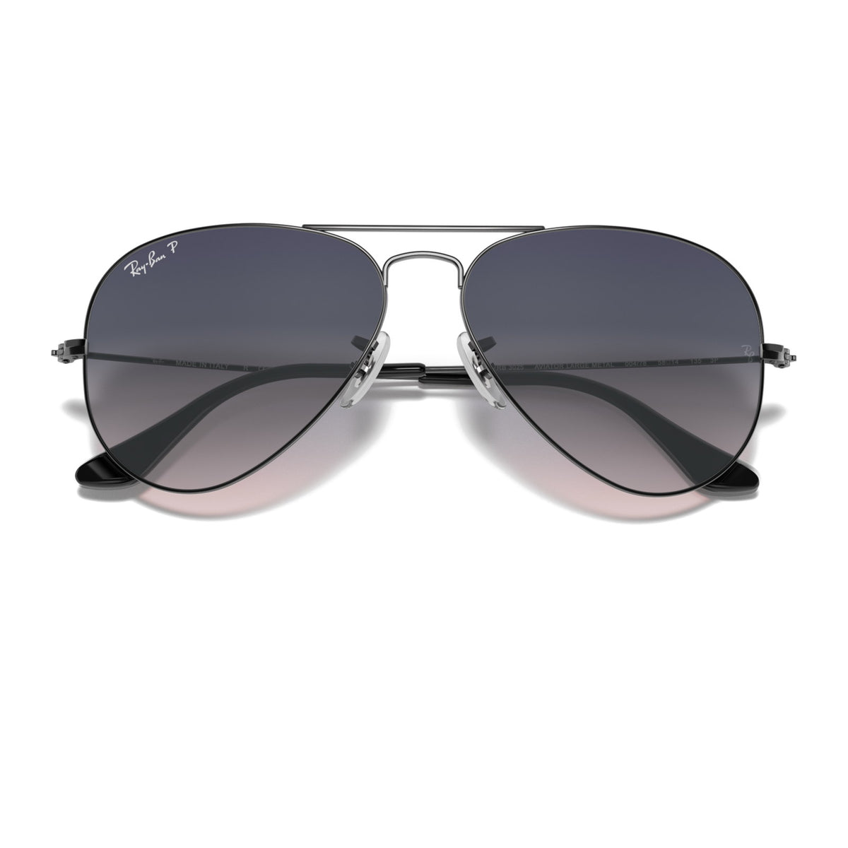 Ray-Ban Aviator Large Metal RB3025 Gunmetal/Blue Gradient Grey Polar #colour_gunmetal-blue-gradient-grey-polar