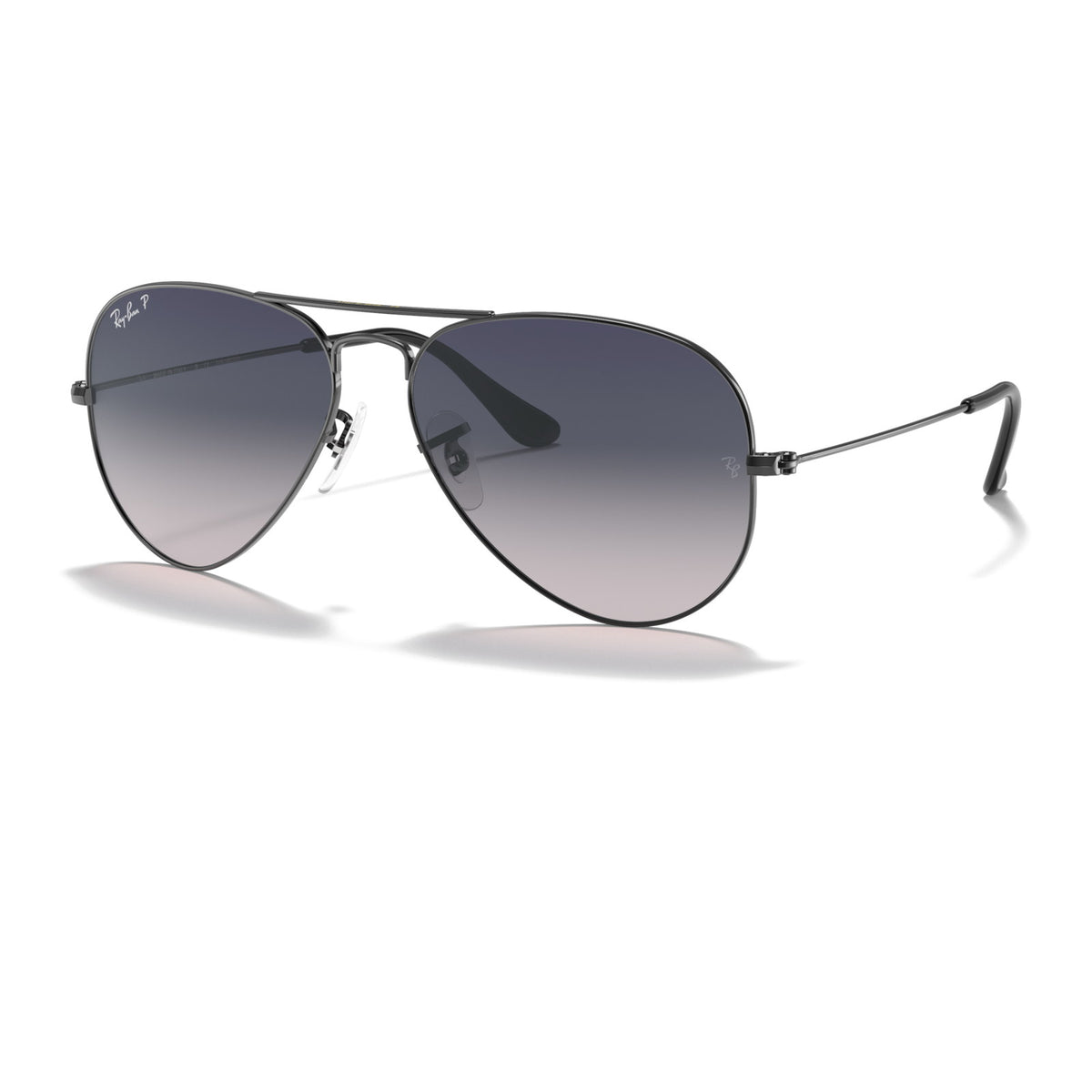 Ray-Ban Aviator Large Metal RB3025 Gunmetal/Blue Gradient Grey Polar #colour_gunmetal-blue-gradient-grey-polar